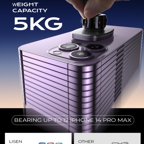 LISEN Magnetic Car Phone Mount Magnets and Adjustable Arch Design, Black - Picture 2 of 3